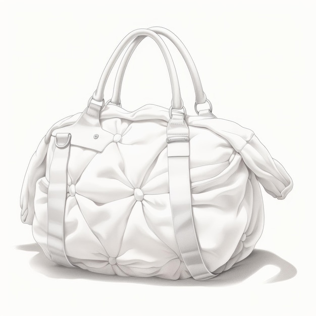 Multidimensional Shading A Charming Illustration Of A White Bag With Stitch Details