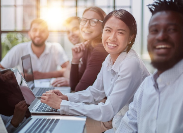 Multiethnic business people working together in the office