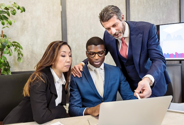 Multiethnic businesspeople working in office