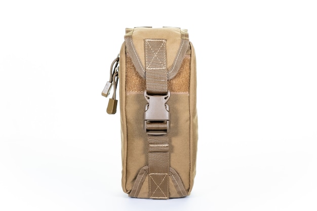 Multifunctional Tactical Travel Canvas Backpack Isolated on White. 