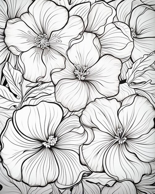 Multilayer Style Flowers Coloring Page