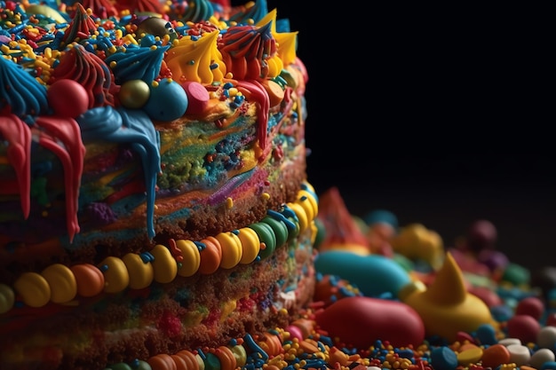 Multilayered birthday cake with sprinkles