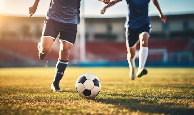 Multiple People Playing Soccer With a Ball