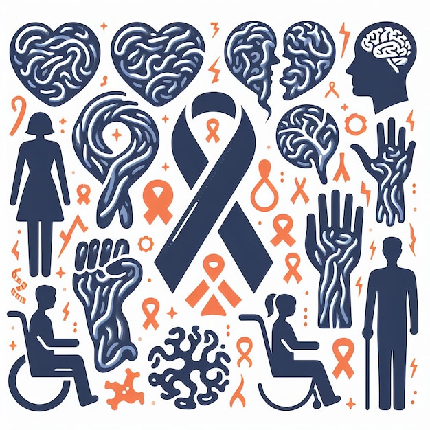 Multiple Sclerosis awareness vector illustration icon element silhouette