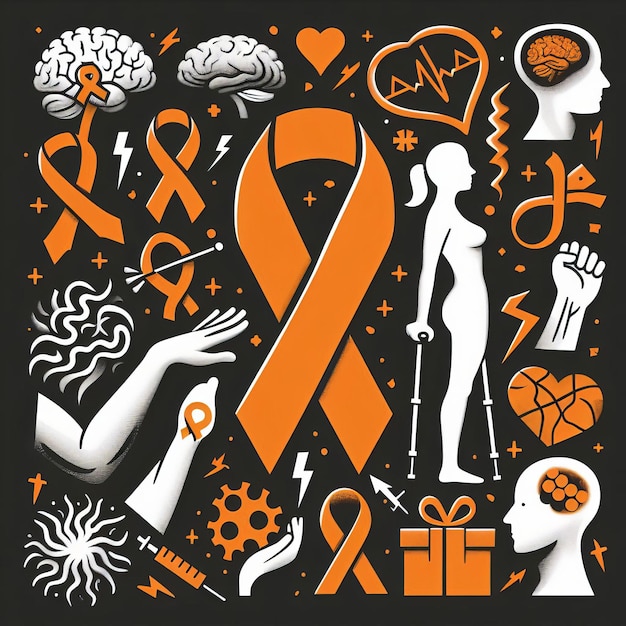 Multiple Sclerosis awareness vector illustration icon element silhouette