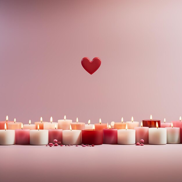 Multiple Valentines Day aromatherapy candles arranged