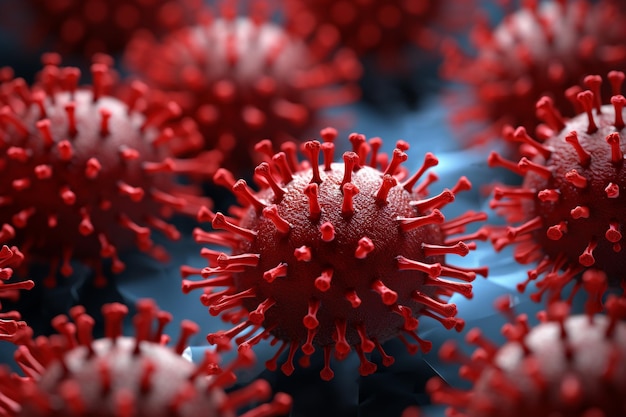 Multiplying viruses Virus spikes detaching Red virus