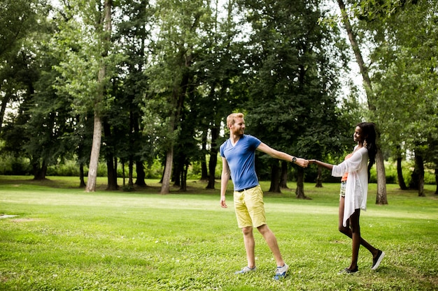 Multiracial couple in the park