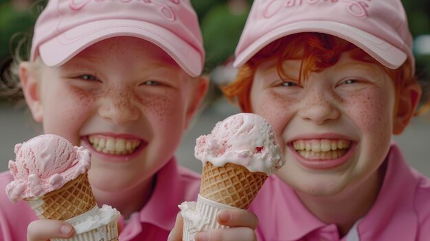 Photo multiracial friends buying ice cream in the city and sharing a joyful moment