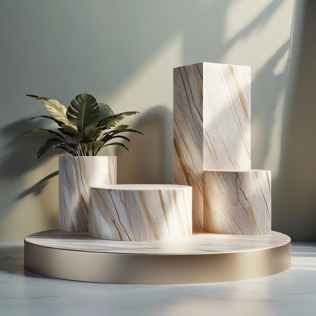 MultiTiered Wooden Podium with Organic Design