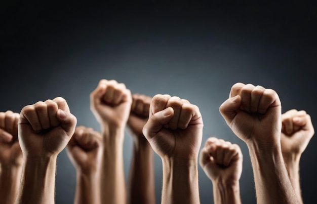 The multitude of fists as a symbol of the struggle for human equality