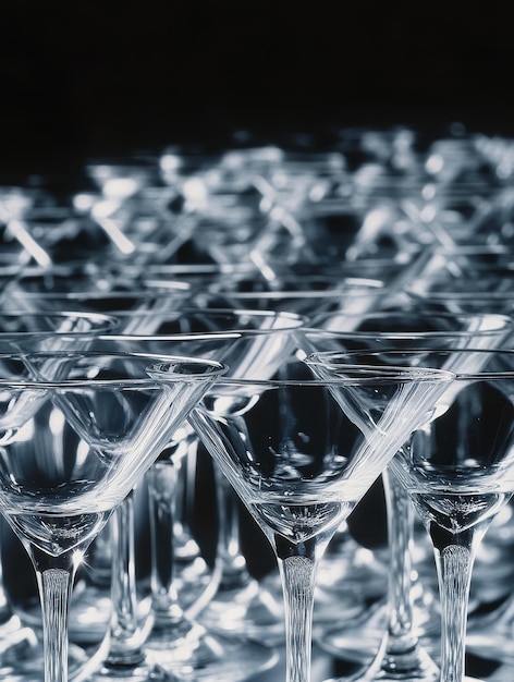 A multitude of martini glasses holding perfectly shaken cocktails