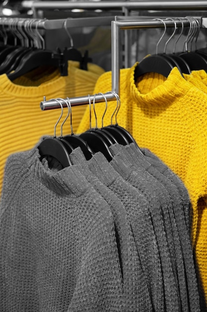 Multo color winter sweater on store shelves