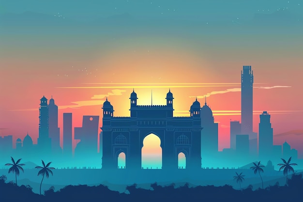 Mumbai City indian illustration background