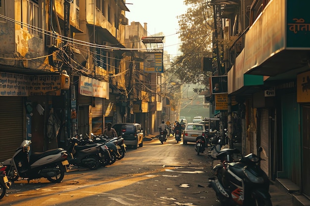 Mumbai Street Scene india symbol with copy space