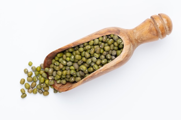 Mung bean Vigna radiata seeds isolated on white background