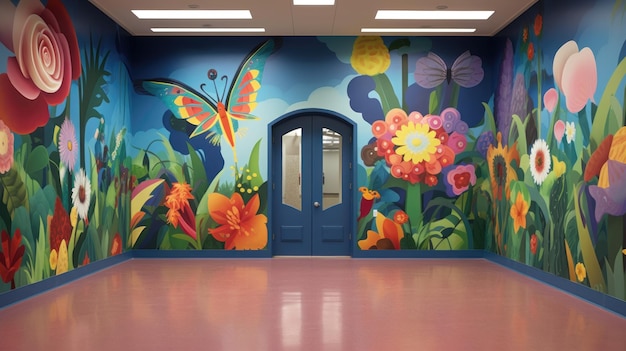 A Mural of a Doorway to an Imaginative Landscape A Creative and Artistic Design for Children