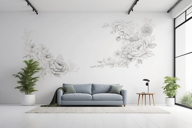 Mural Mockup with blank white space for placing your design