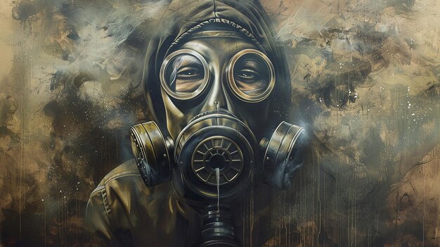 Mural of a Person Wearing a Gas Mask