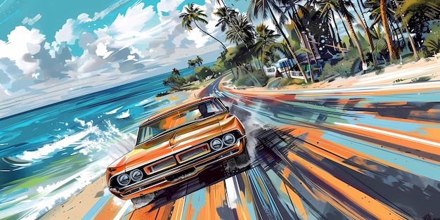 muscle car illustration motors roadtrips ai image of cars