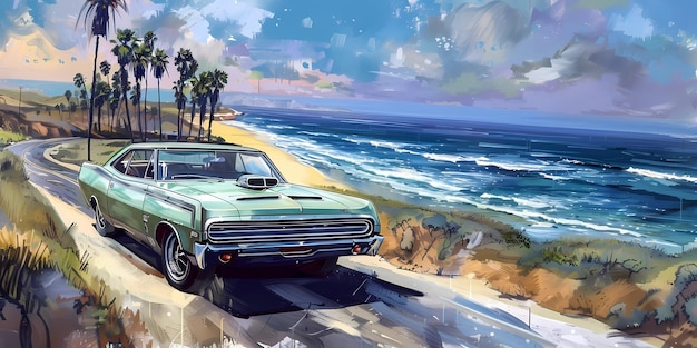 muscle car illustration motors roadtrips ai image of cars