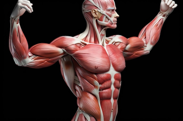 Muscular Anatomy of the Shoulder in 3D. Detailed Medical Illustration of Human Body's Muscles.