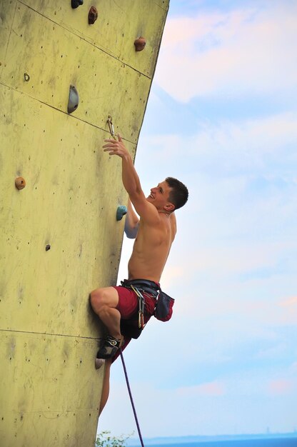 Muscular climber man