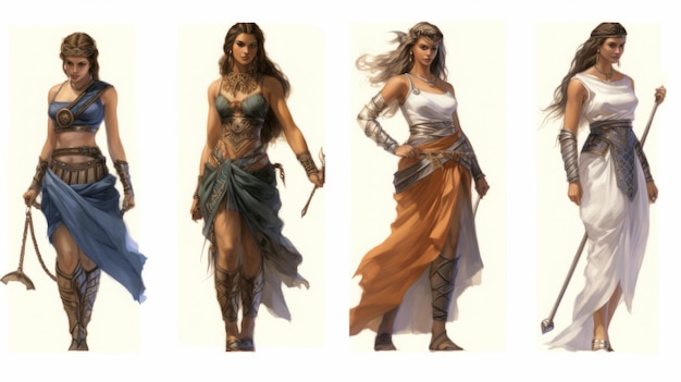 Muscular Female Air Genasi In White Clothing A Fusion Of Minoan Art And Middle Eastern Influences