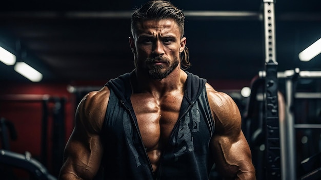 Muscular Gym Man Commitment To Fitness Strength Endurance Generated By AI