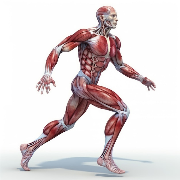 Muscular human body illustration on white background