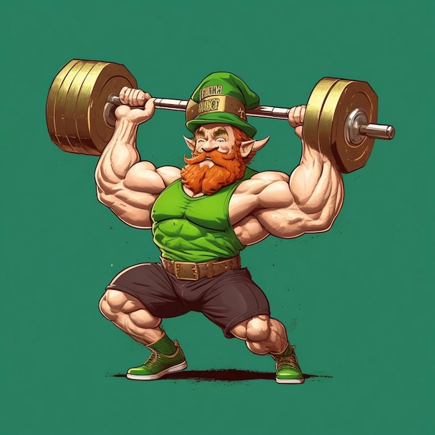 Muscular Leprechaun body fitness AI generated image illustration