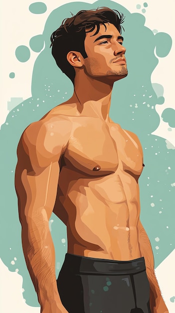 Muscular man with a toned physique in digital art