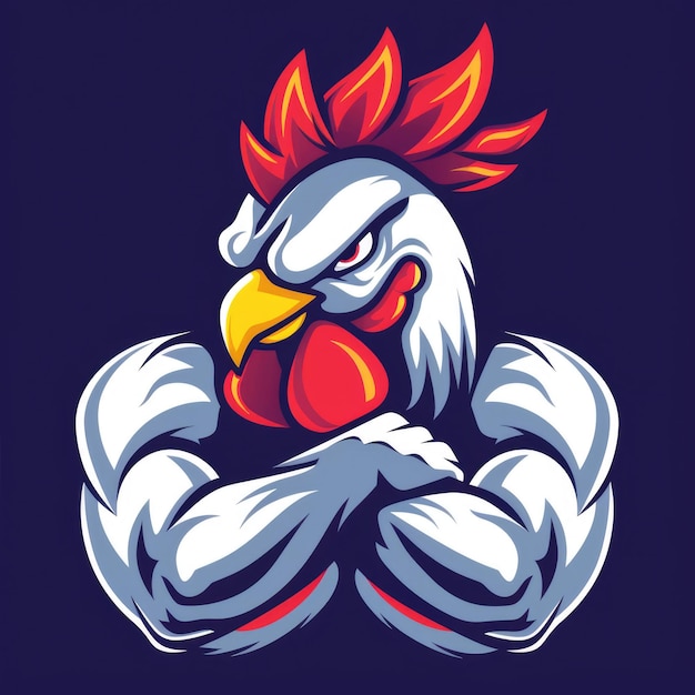 Photo muscular rooster with crossed arms and an intense look