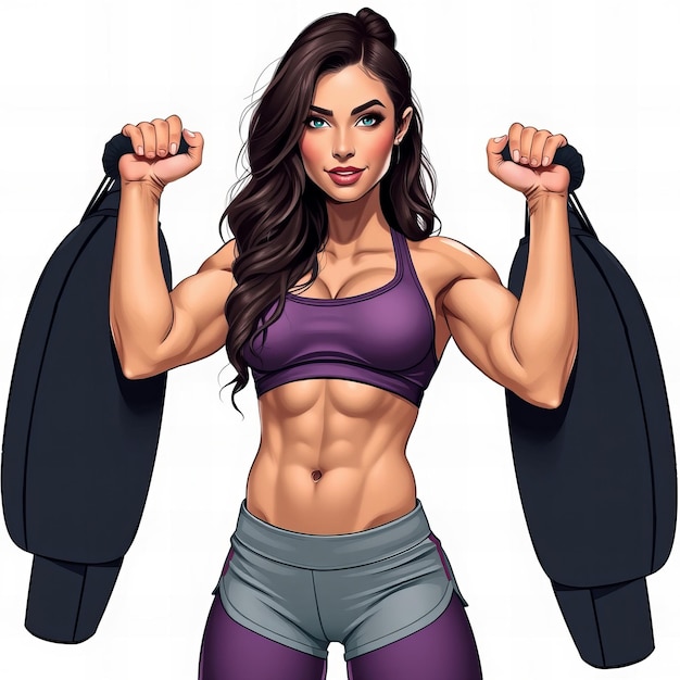 Photo muscular woman in workout outfit fit pose