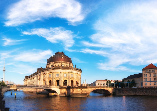 Museum island in Berlin on river Spree with clouds