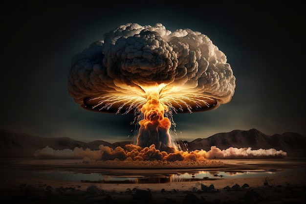 Mushroom cloud of nuclear weapon explosionAI technology generated imag