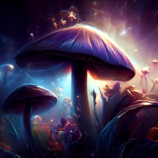 A mushroom in the dark forest