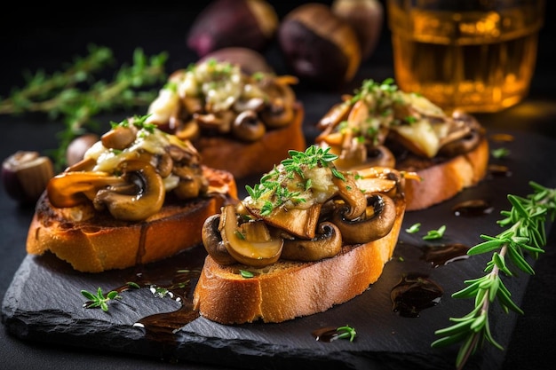 Mushroom Garlic Thyme Bruschetta delicious Bruschetta food image photography