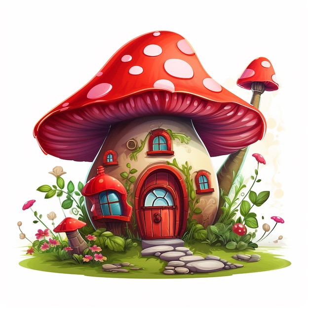 A mushroom house with a mushroom house on the bottom