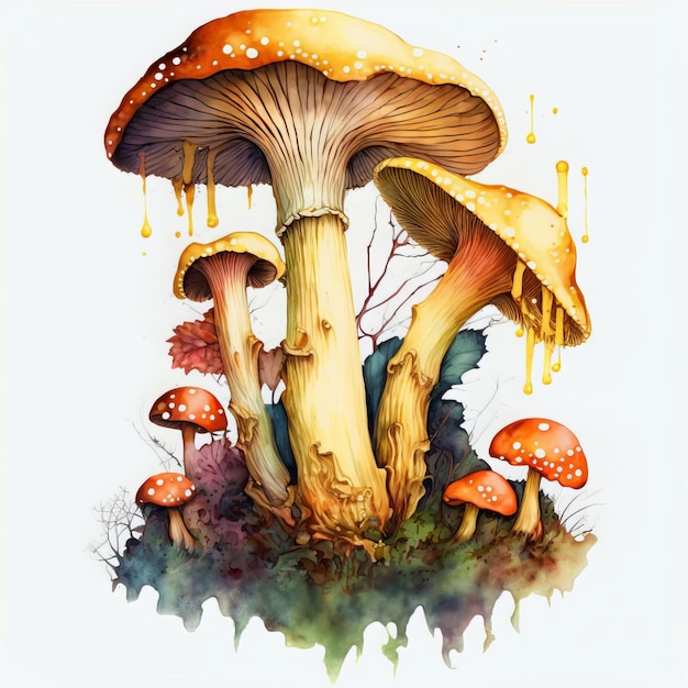 Mushroom illustration watercolor style