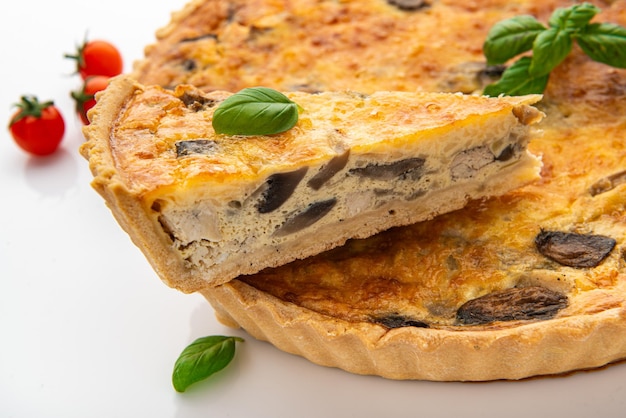 Mushroom pie with cheese and wild mushrooms Mushroom quiche Healthy food