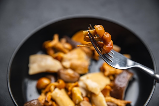 mushroom salad mix white mushroom boletus mushroom chanterelle mushroom ready to eat meal food