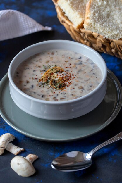 Mushroom soup on the table