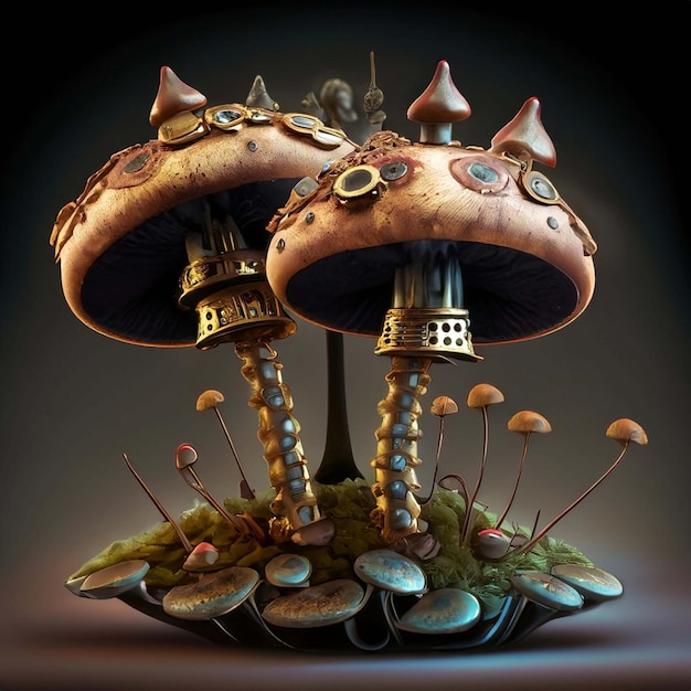 Mushroom in steampunk style industrial abstrakt Illustration