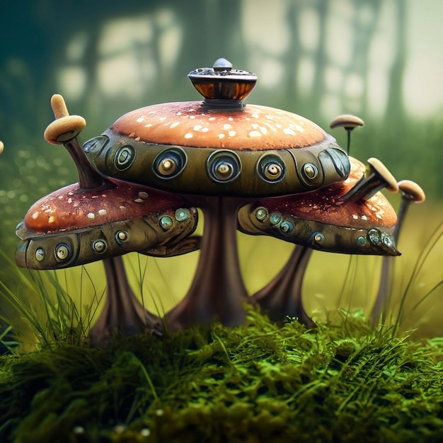 Mushroom in steampunk style industrial abstrakt Illustration