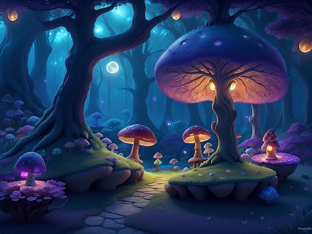 Mushroom themed background illustration