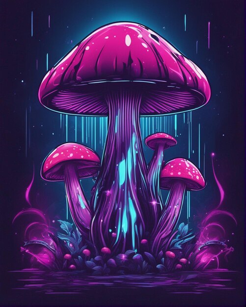 mushroom vector graphic Dripping incredibly high details 16k tshirt design high details