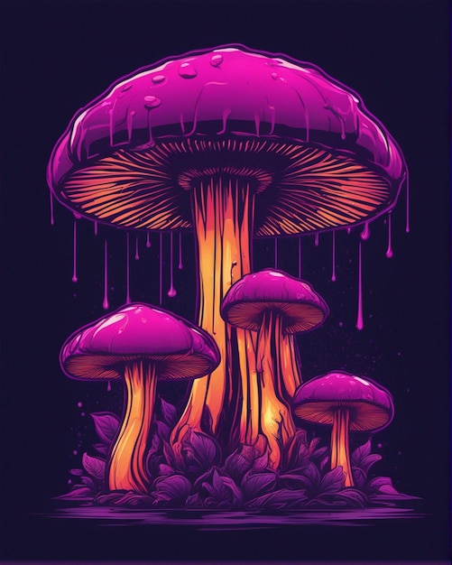 mushroom vector graphic Dripping incredibly high details 16k tshirt design high details