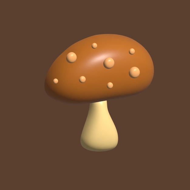 Mushroom vegetables 3d render for healthy food 3d model render