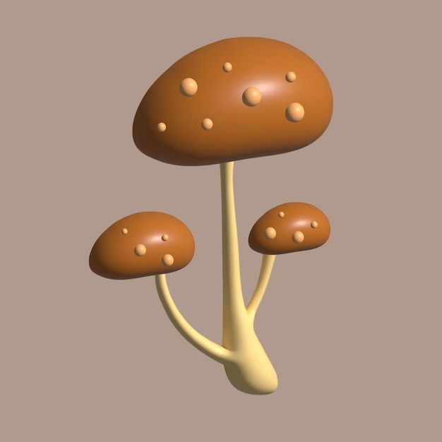 Mushroom vegetables 3d render for healthy food 3d model render